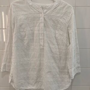 Talbots White Lace/Eyelet Blouse